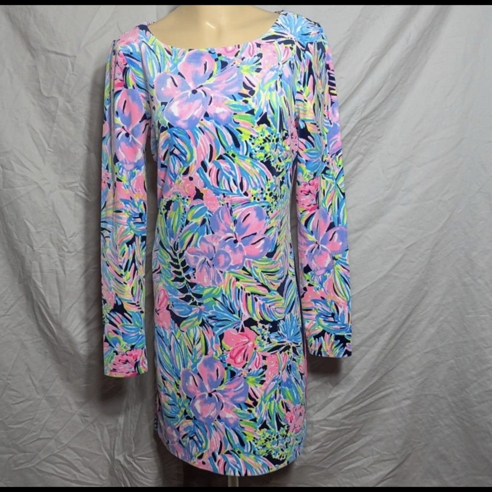 Lilly Pulitzer Pink and Blue Asymmetrical Sheath Dress